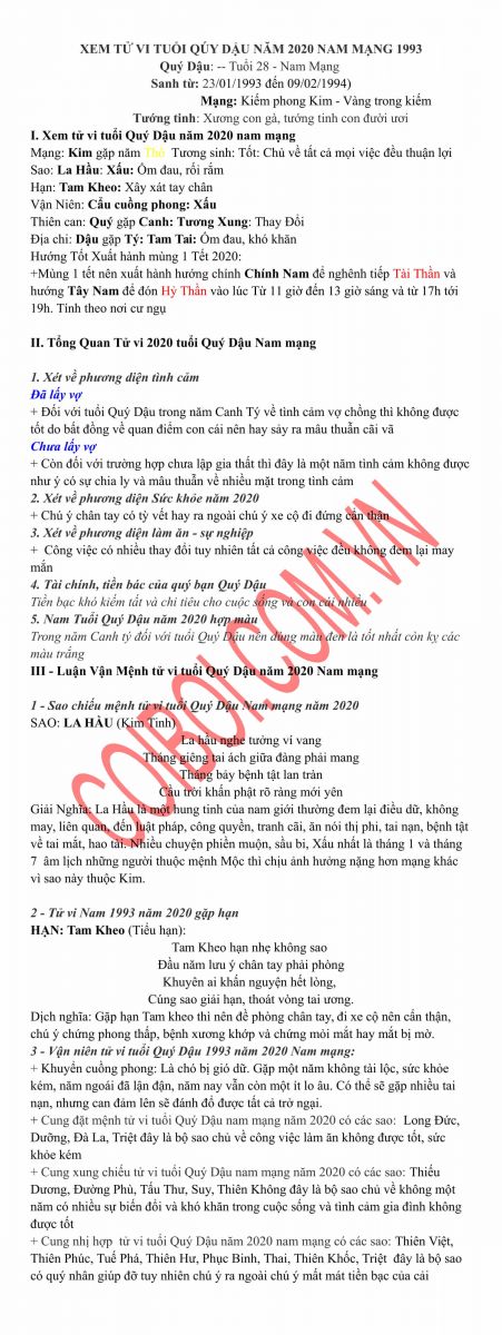 Tổng hợp 20+ tử vi tuổi quý dậu 1993 nữ mạng năm 2020 hot nhất 16 Nghiệm giải luận tử vi tuổi Quý Dậu năm 2020 nam - nữ mạng là Hung hay Cát